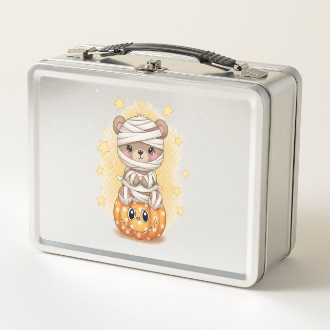 Cute Mummy Bear Halloween Metall Brotdose (Vorderseite)