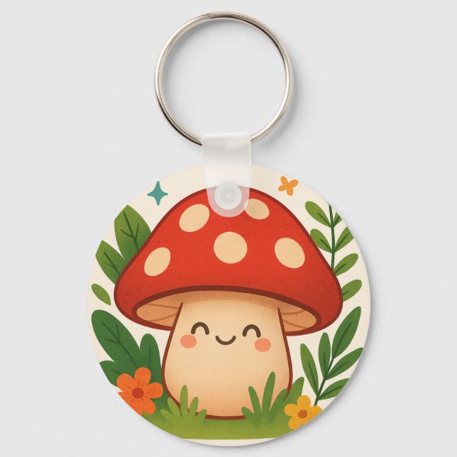 Cute Mushroom Keychain Schlüsselanhänger (Vorderseite)