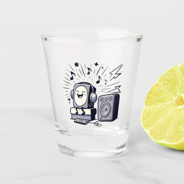 Cute Music Lover – Fun Cartoon Music Tumbler Schnapsglas (Vorderseite)