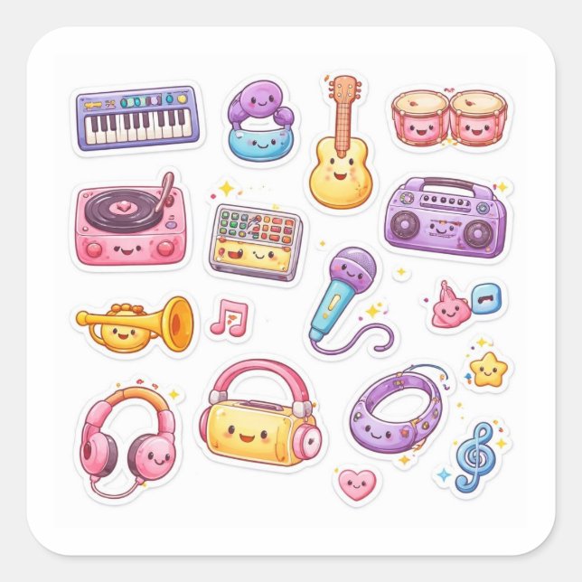 Cute Music Study Stickers Sheet (Vorderseite)