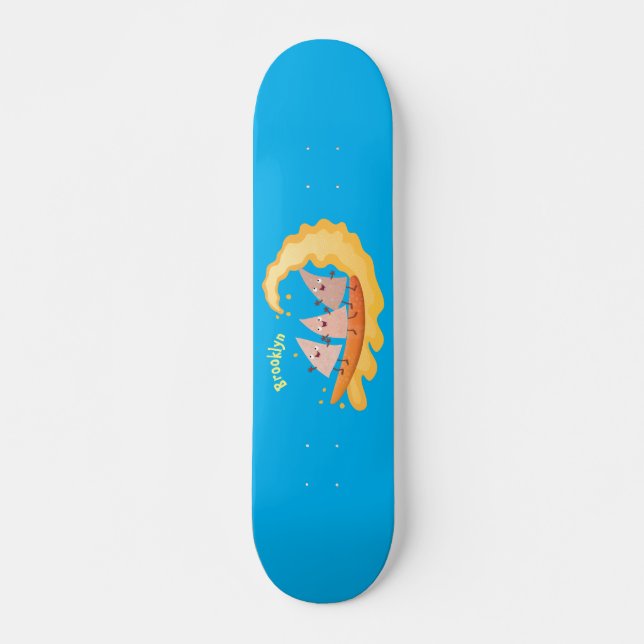 Cute nachos corn chips surfing cartoon  skateboard (Vorne)