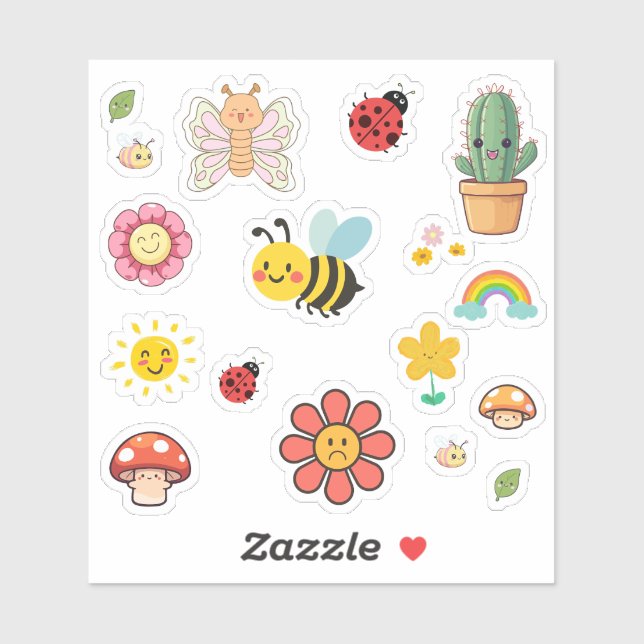 Cute Nature Stickers Aufkleber (Blatt)