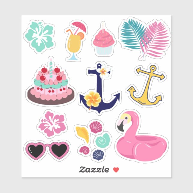  Cute Nautical Birthday Aufkleber (Blatt)