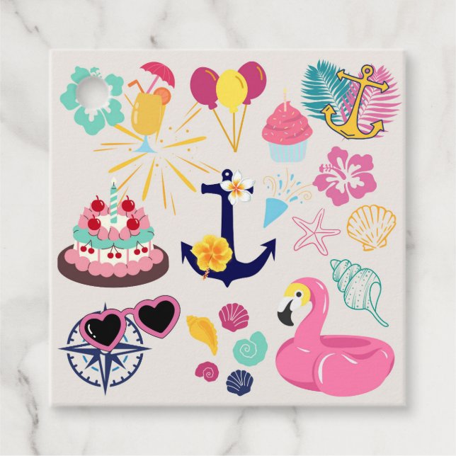 Cute Nautical Birthday Geschenkanhänger (Vorderseite)