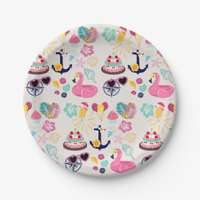 Cute Nautical Birthday Pappteller (Vorderseite)