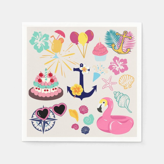 Cute Nautical Birthday Serviette (Vorderseite)