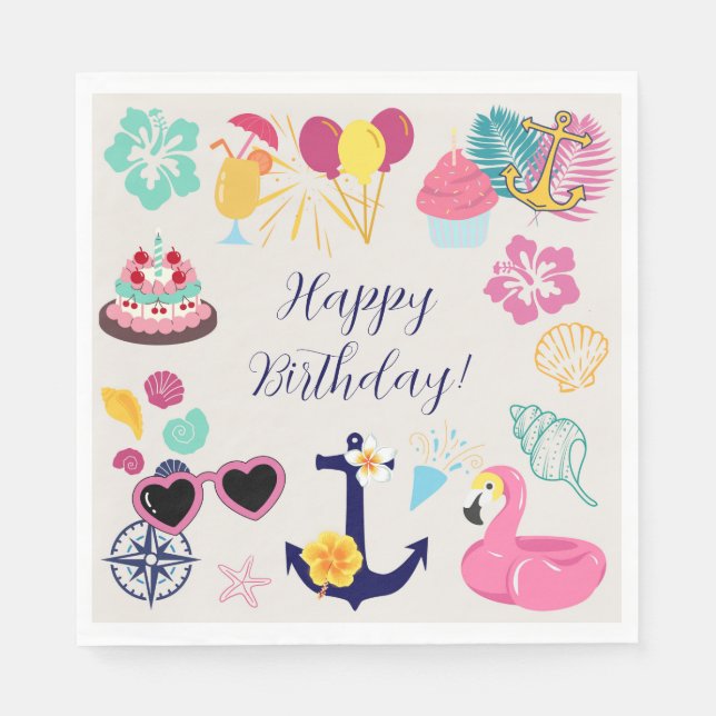  Cute Nautical Birthday Serviette (Vorderseite)
