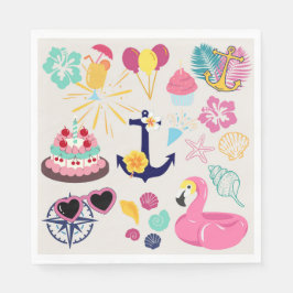 Cute Nautical Birthday Serviette