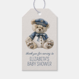 Cute Nautical Blue Baby Bear Baby Shower Geschenkanhänger