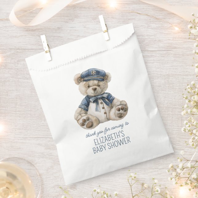 Cute Nautical Blue Baby Bear Baby Shower Geschenktütchen (Ausgeschnitten)