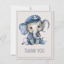 Cute Nautical Blue Baby Elephant Baby Shower Dankeskarte