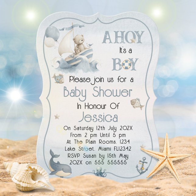 Cute Nautical Boy Baby Shower Invitation Einladung (Von Creator hochgeladen)