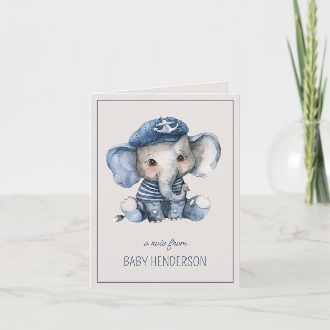 Cute Nautique Bleu Baby Elephant Personnalisé (Devant)