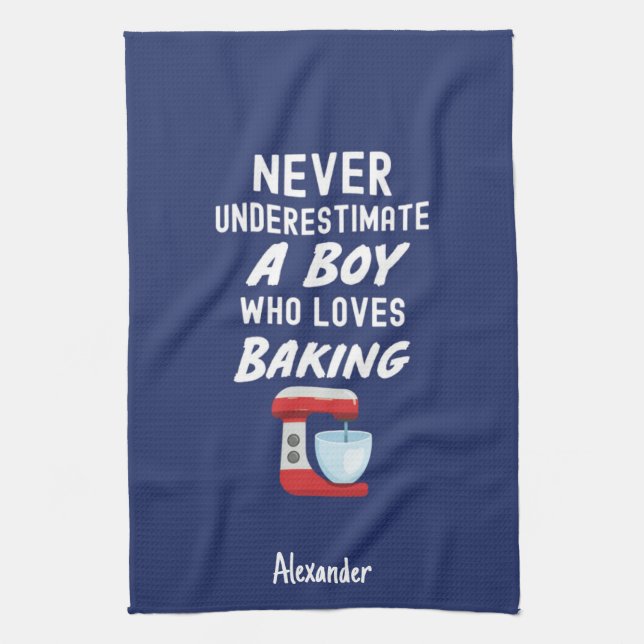Cute Navy Blue Baking Gift For Kids Little Boy Geschirrtuch (Vertikal)
