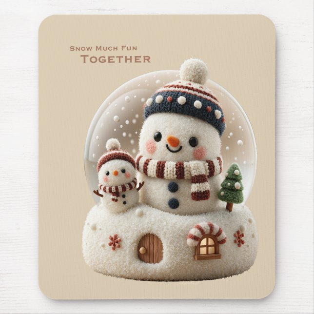 Cute Needle Felted Snowman Snowglobe Mousepad (Vorne)