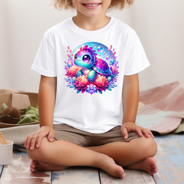 Cute Neon Baby Sea Turtle Illustration T-Shirt (Von Creator hochgeladen)