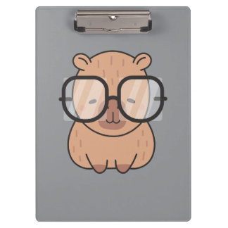Cute Nerd Capybara with Glasses Kawaii Aesthetic Klemmbrett