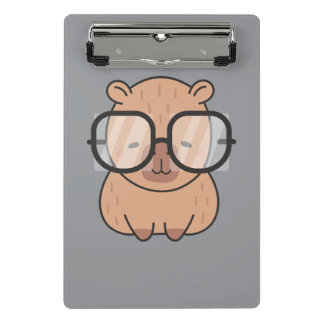 Cute Nerd Capybara with Glasses Kawaii Aesthetic Mini Klemmbrett