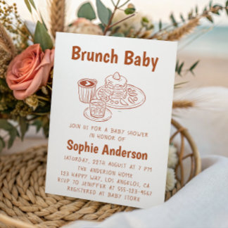 Cute Neutral Coffee & Pancakes Brunch Baby Shower Einladung