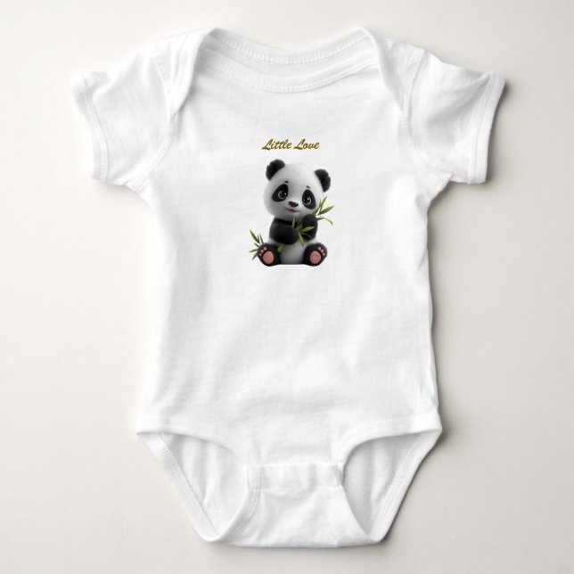 Cute Neutral Panda Newborn Baby Bodysuit Strampler (Vorderseite)