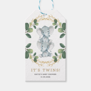 Cute Neutral Twins Elephant Greenerenery Baby Show Geschenkanhänger
