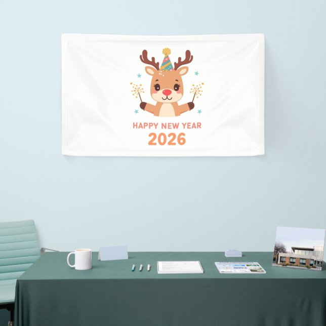cute new year party banner 2026 (Messeveranstaltung)