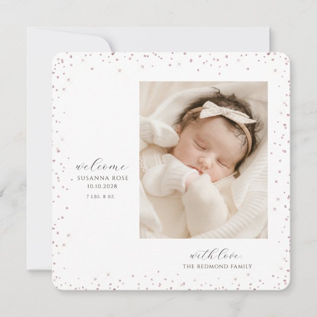 Cute Newborn Sleeping Baby Photo  Ankündigung (Vorderseite)