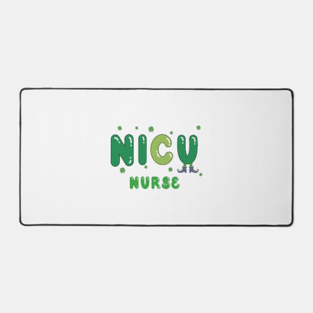 Cute NICU Krankenschwester St. Patrick's Design Schreibtischunterlage (Vorderseite)