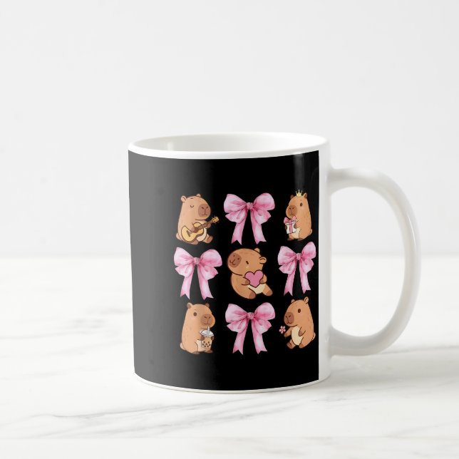 Cute Nk Coquette Bow Kawaii Capybara Lover  Kaffeetasse (Rechts)