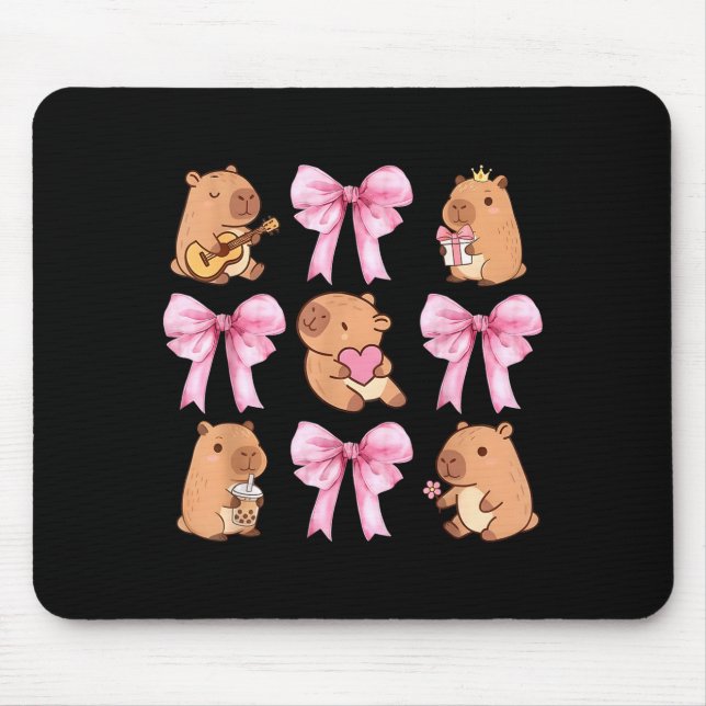 Cute Nk Coquette Bow Kawaii Capybara Lover  Mousepad (Vorne)