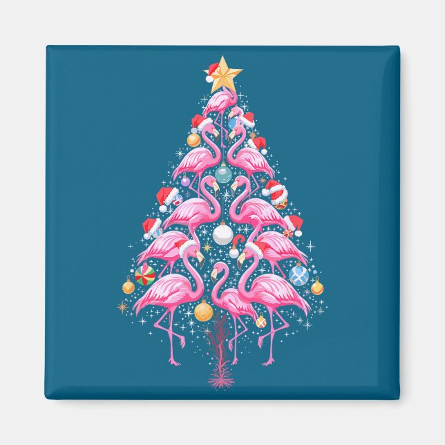 Cute Nk Flamingo Christmas Tree Santa Hat Trocal P Magnet (Vorne)