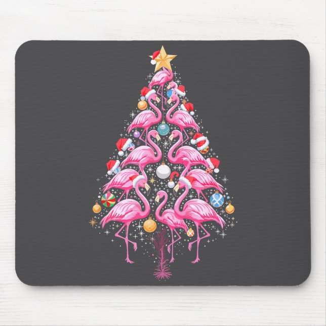 Cute Nk Flamingo Christmas Tree Santa Hat Trocal P Mousepad (Vorne)