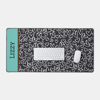 Cute Noir Et Blanc Coeur Bureau Mat