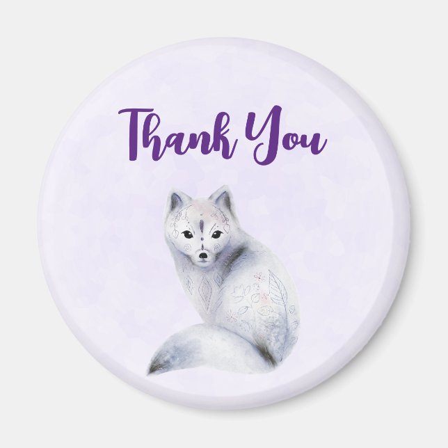 Cute Nordic Fox with Floral Markings Thank You Magnet (Vorne)