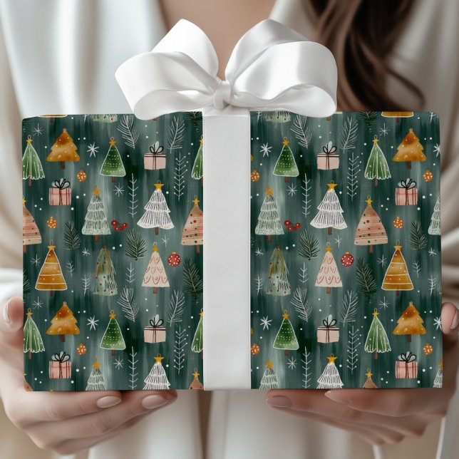 Cute Nordic Winter Woodland Christmas Geschenkpapier (Von Creator hochgeladen)