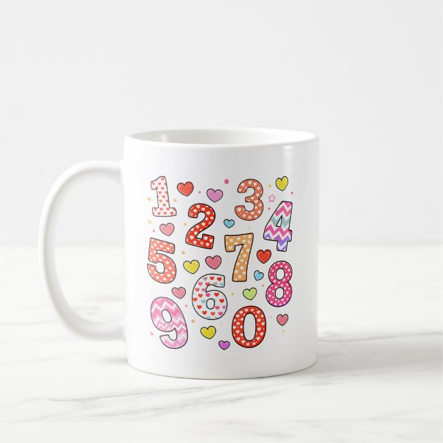 Cute Number Day Heart Numbers Design for Kids Kaffeetasse (Links)