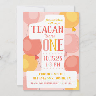 Cute Numéro 1 Invitation d'anniversaire