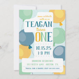 Cute Numéro 1 Invitation d'anniversaire