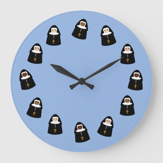 Cute Nuns Große Wanduhr (Vorderseite)