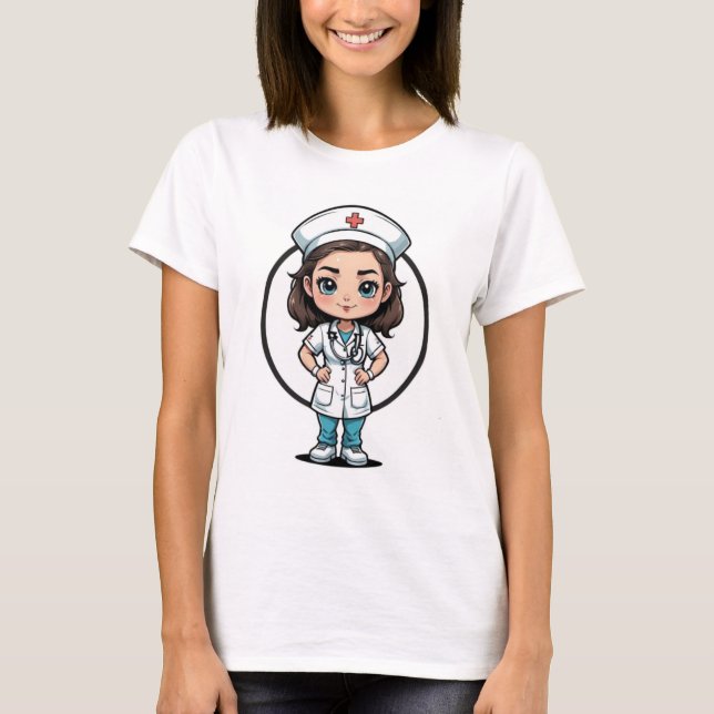 Cute Nurse Cartoon Women's T-Shirt (Vorderseite)
