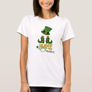Cute Nurse Leprechaun Ajouter Nom T-shirt femme