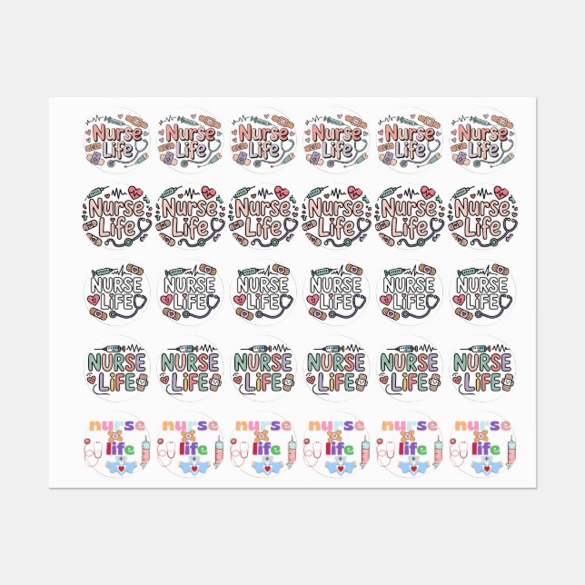 Cute Nurse Life Labels – Pastel Kawaii Medical  Etiketten (Blatt)