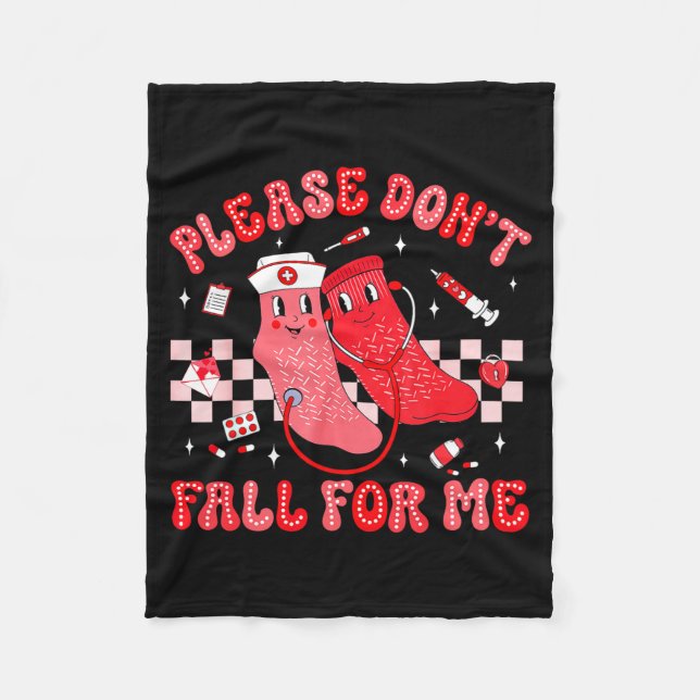 Cute Nurse Valentine Non Slip Socks Please Don't F Fleecedecke (Vorderseite)