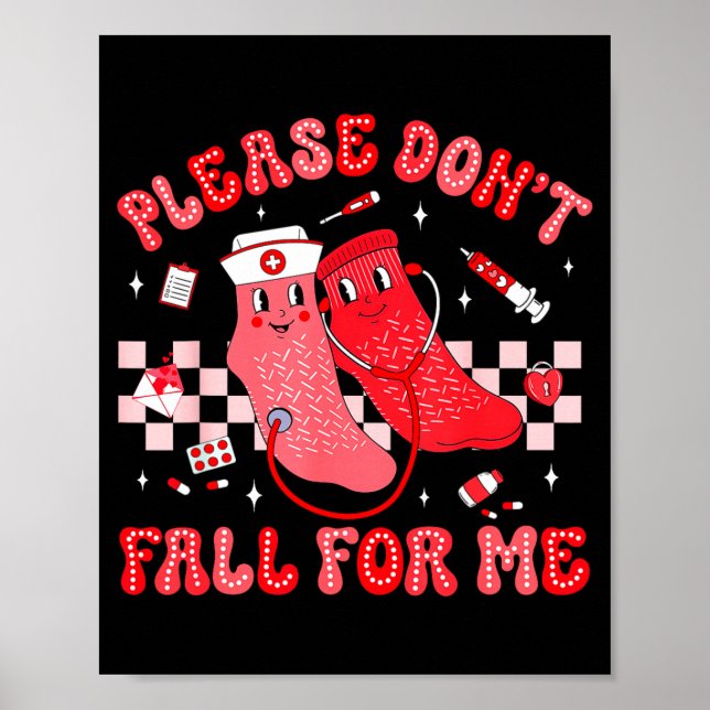Cute Nurse Valentine Non Slip Socks Please Don't F Poster (Vorne)