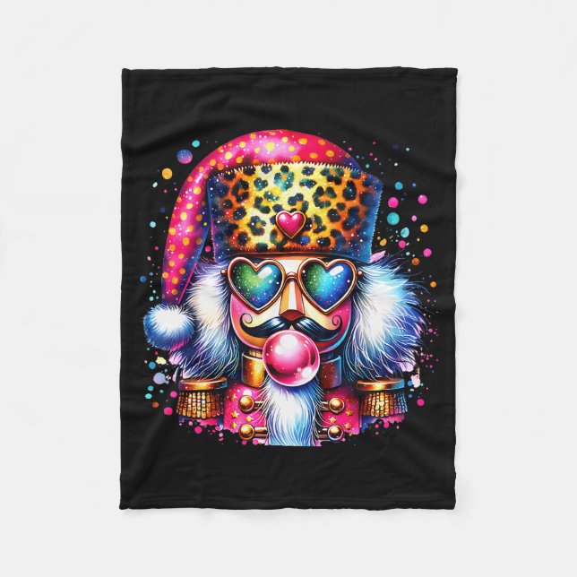 Cute Nutcracker Blowing Bubble Gum Nk Christmas Pa Fleecedecke (Vorderseite)