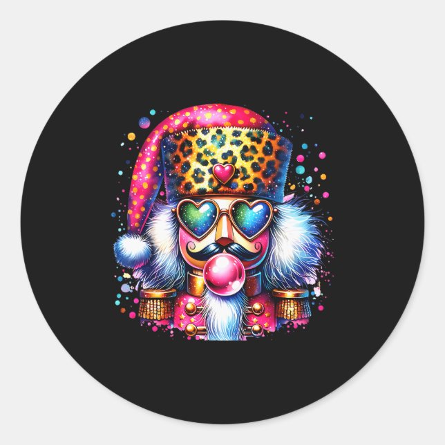 Cute Nutcracker Blowing Bubble Gum Nk Christmas Pa Runder Aufkleber (Vorderseite)