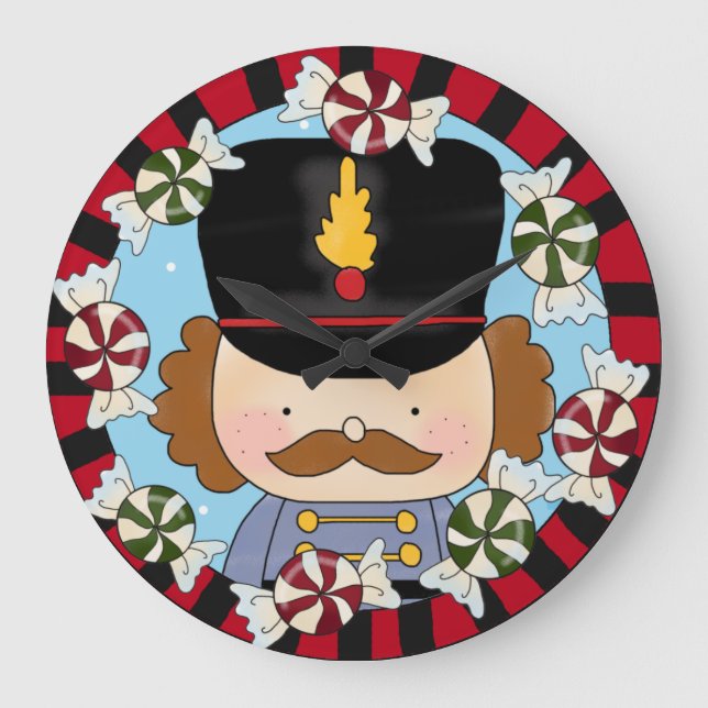 Cute Nutcracker Wall Clock Große Wanduhr (Vorderseite)