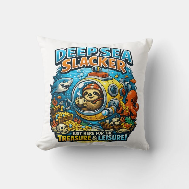 Cute Ocean Adventure Humor, Funny Sloth Diving art Kissen (Vorderseite)