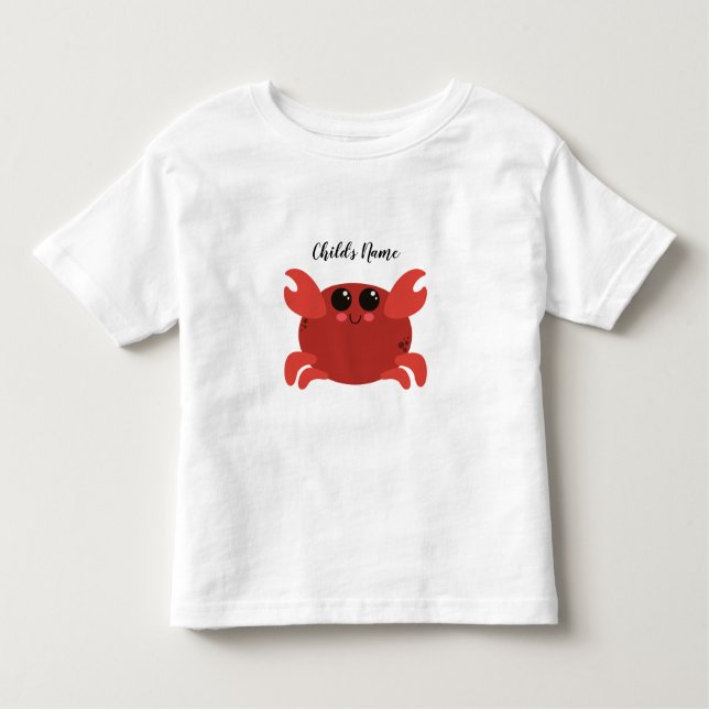 Cute Ocean Crab with Custom Name Kleinkind T-shirt (Vorderseite)