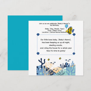 Cute Ocean First Birthday Celebration Invitation